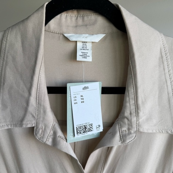 NWT H&M Tan Maxi Button Front Belted Short Sleeve Dress Size XL - Picture 5 of 7